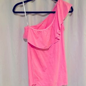 Lily Pulitzer Pink One-Shoulder Ruffle Top